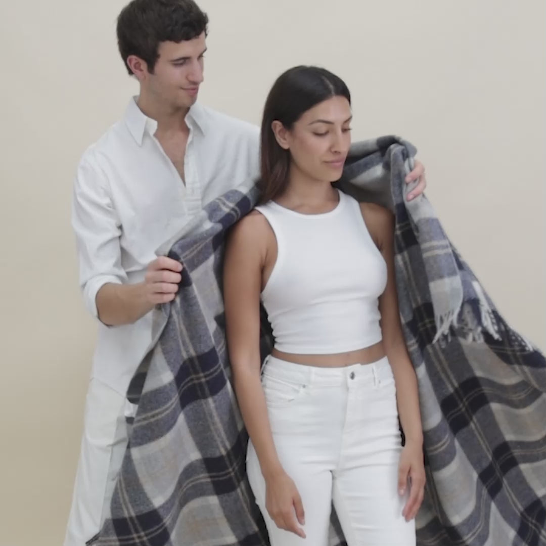 Highland Dreams - Recycled Wool Blanket - Bannockbane Silver Tartan