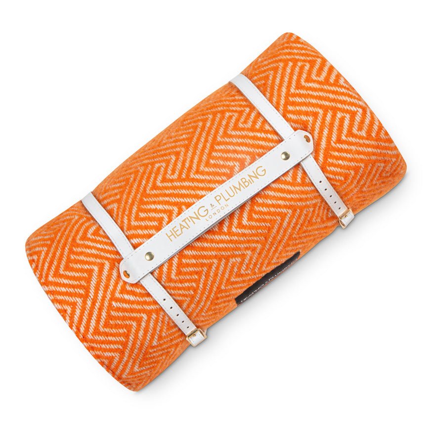 Pure new wool picnic blanket - Lollypop Orange - Heating & Plumbing London - Picnic Blanket