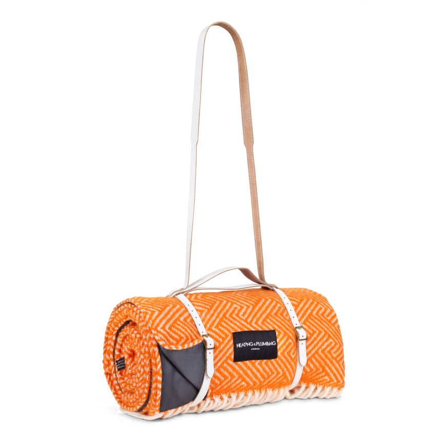 Pure new wool picnic blanket - Lollypop Orange - Heating & Plumbing London - Picnic Blanket