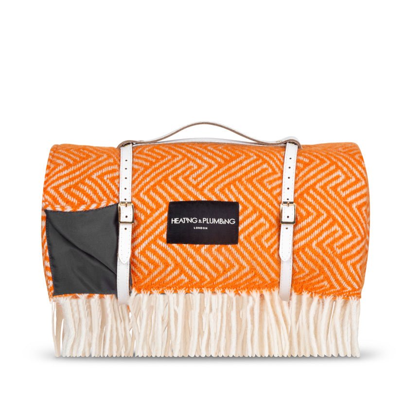 Pure new wool picnic blanket - Lollypop Orange - Heating & Plumbing London - Picnic Blanket