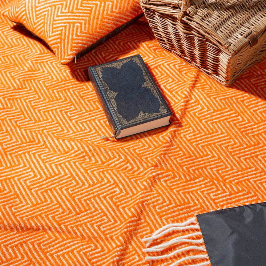 Pure new wool picnic blanket - Lollypop Orange - Heating & Plumbing London - Picnic Blanket