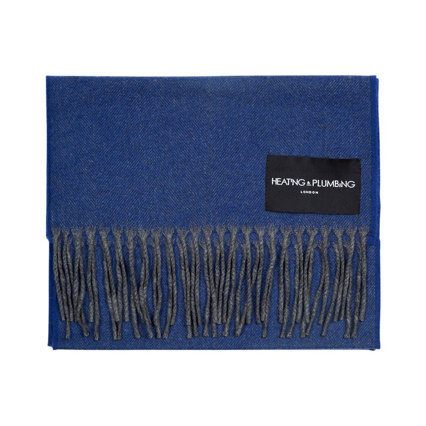 The Eternal Edition - 100% Cashmere Scarf - Blue & Grey - Heating & Plumbing London - 