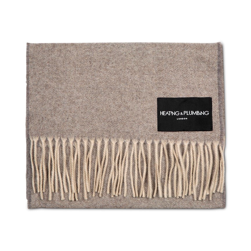 The Eternal Edition - 100% Cashmere Scarf - Grey & Sand - Heating & Plumbing London - 