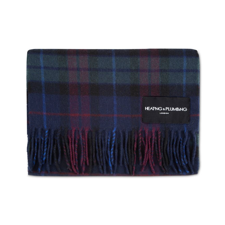 The Eternal Edition - 100% Cashmere Scarf - Red/Navy Blue Checks - Heating & Plumbing London - 