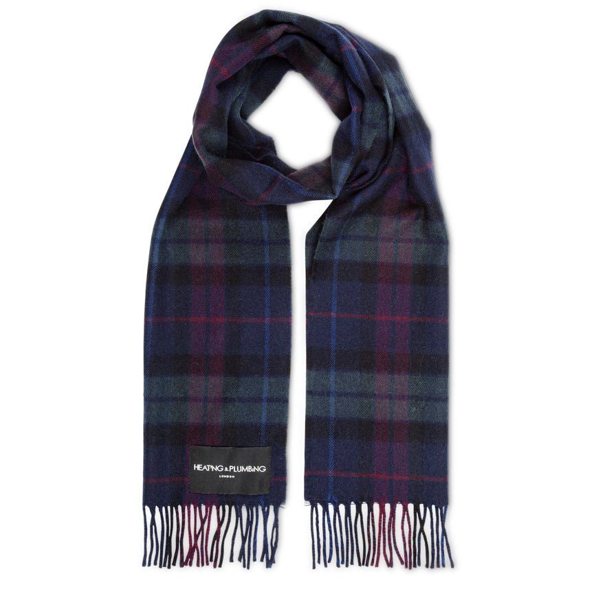 The Eternal Edition - 100% Cashmere Scarf - Red/Navy Blue Checks - Heating & Plumbing London - 