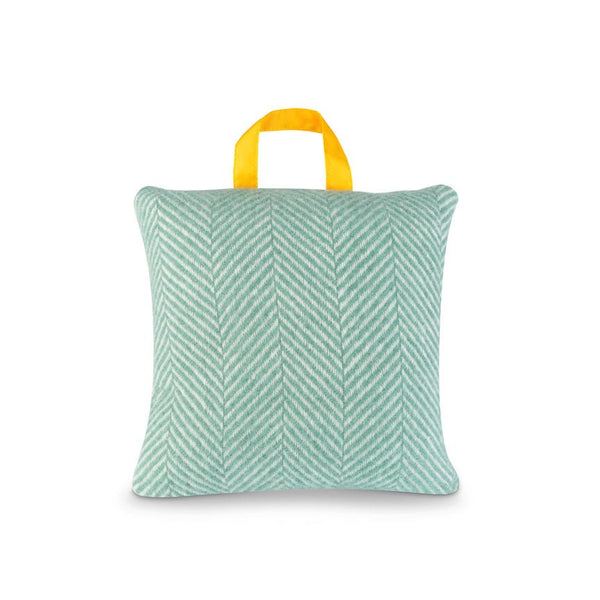 Waterproof Outdoor Cushion in Pure New Wool Mint Green Yellow