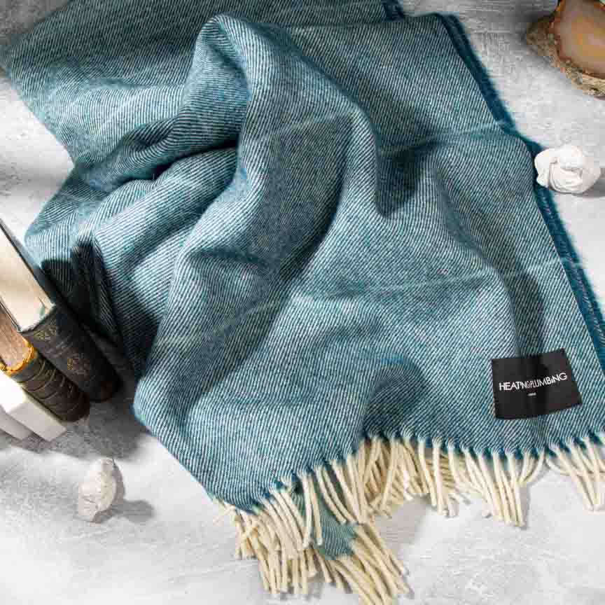 Wonderland - Alpaca & Merino Lambswool Blanket - Blue - Heating & Plumbing London - Throw