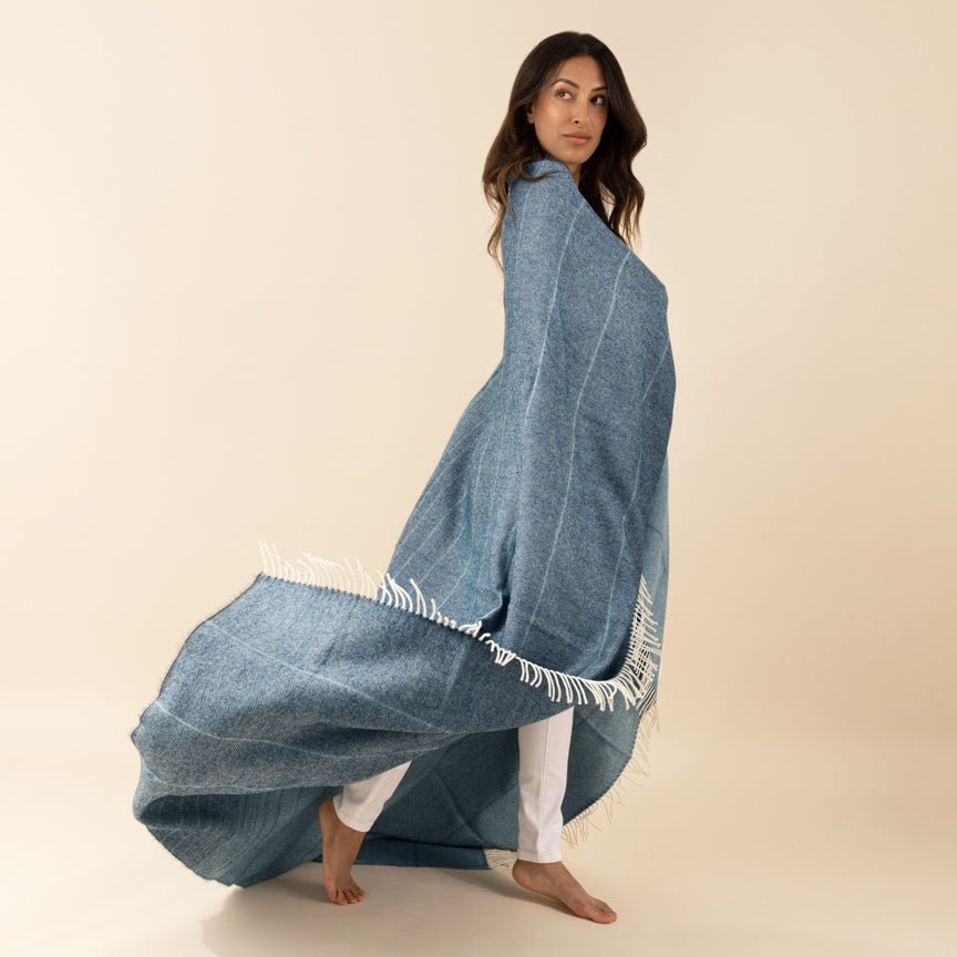 Wonderland - Alpaca & Merino Lambswool Blanket - Blue - Heating & Plumbing London - Throw