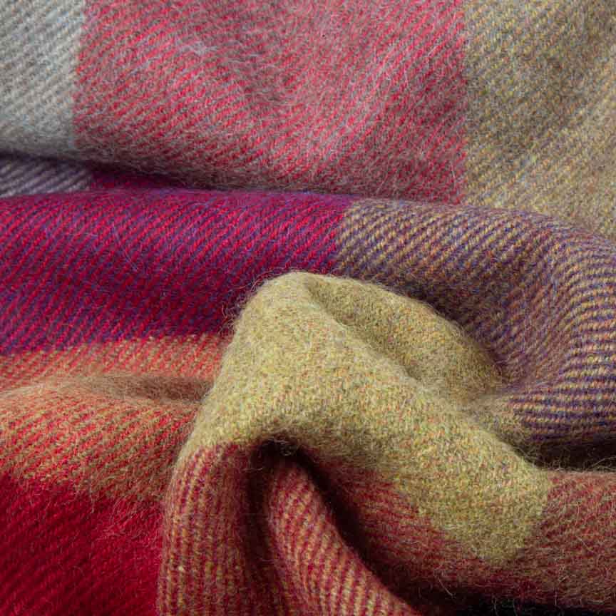 Wonderland - Alpaca & Merino Lambswool Blanket - Bright Coloured Checks - Heating & Plumbing London - Throw