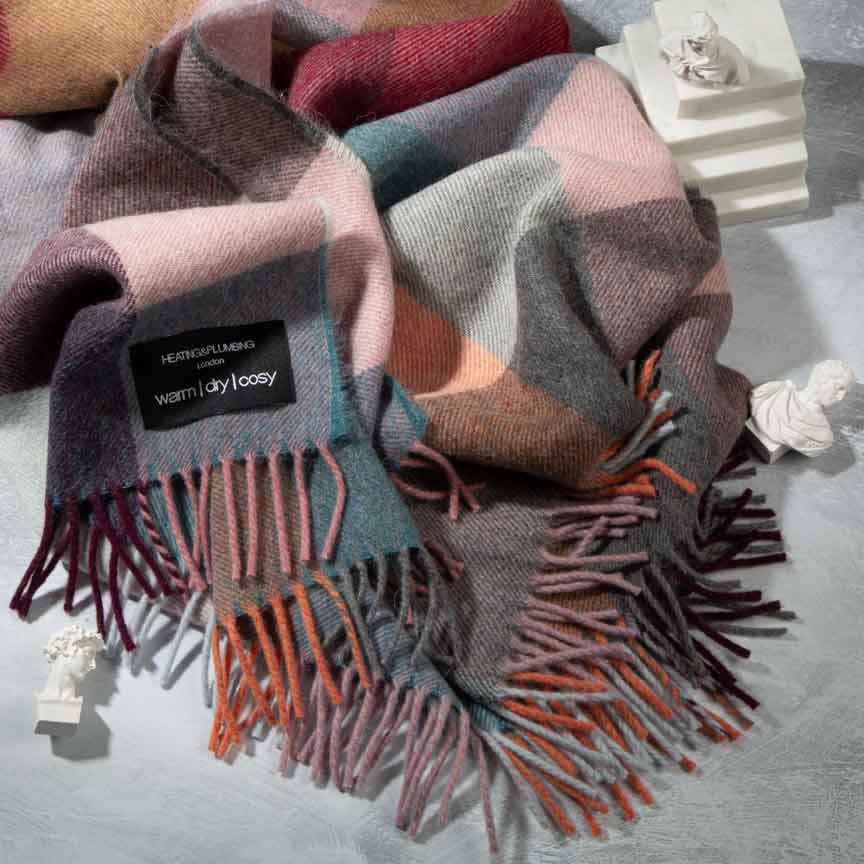 Wonderland - Alpaca & Merino Lambswool Blanket - Coloured Checks - Heating & Plumbing London - Throw