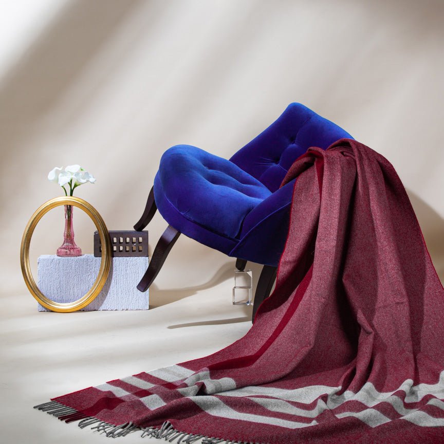 Wonderland - Alpaca & Merino Lambswool Blanket - Contemporary Wine - Heating & Plumbing London - Throw