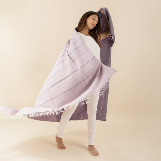 Wonderland - Alpaca & Merino Lambswool Blanket - Purple - Heating & Plumbing London - Throw