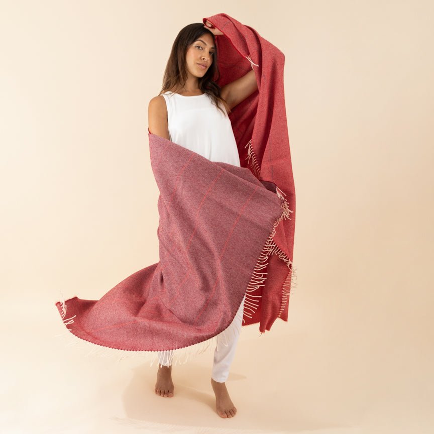 Wonderland - Alpaca & Merino Lambswool Blanket - Red - Heating & Plumbing London - Throw