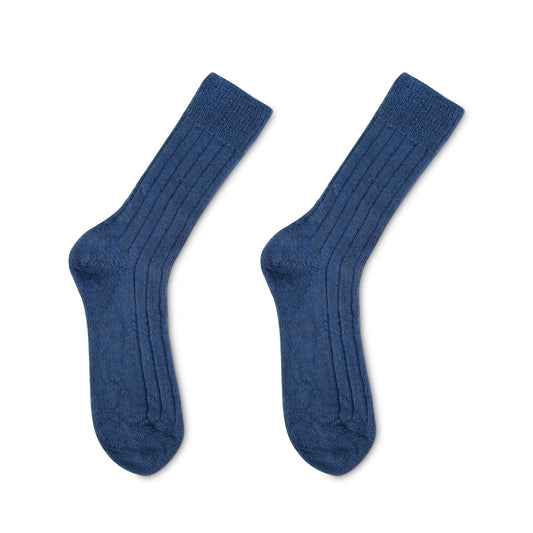 Luxury lounge socks in British alpaca - Blue 2048