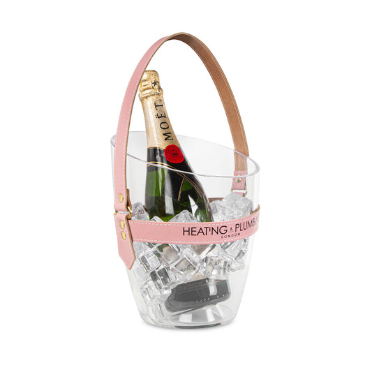 "Happy Go Sparkly" Champagne Bucket - Pink Leather Strap 864