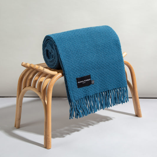 Evening Tales - Soft Pure New Wool Blanket - Contemporary Weave - Blue 864