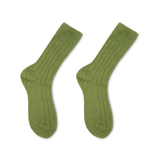 Luxury lounge socks in British alpaca - Green 2048