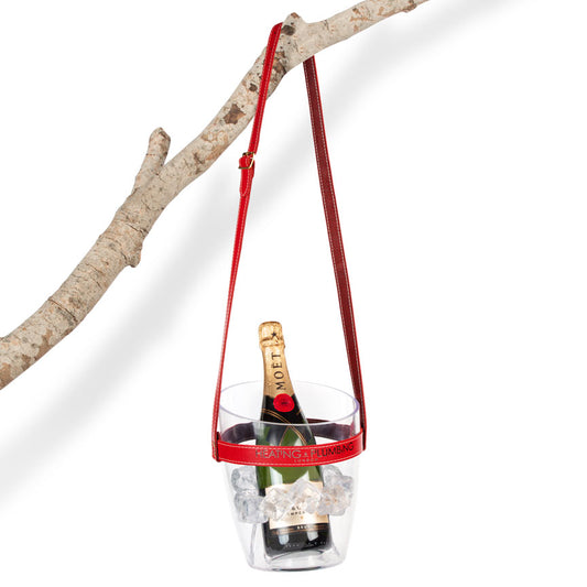 "Keep Your Cool" Champagne Bucket - Red Leather Strap 864