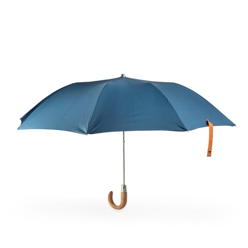 folding British umbrella with wooden handle and mallard canopy