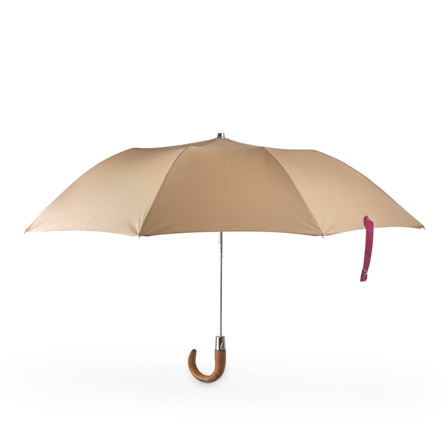 small compact umbrella with wood handle 