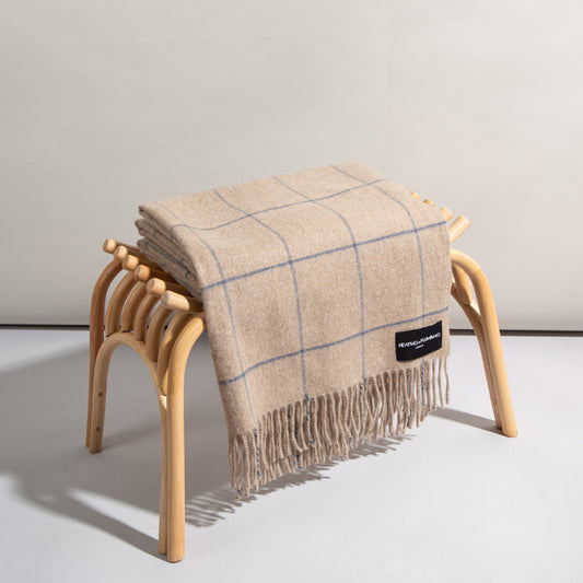 The Eternal Edition - 100% Cashmere Blanket - Taupe / Blue 864