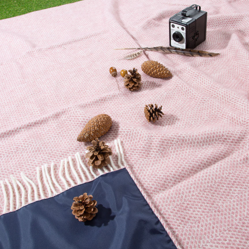 ducky pink picnic blanket with waterproof backing