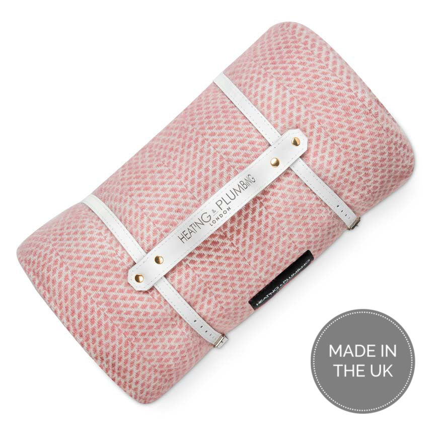 wool picnic blanket in soft pink