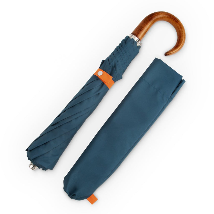 blue and orange folding umbrella