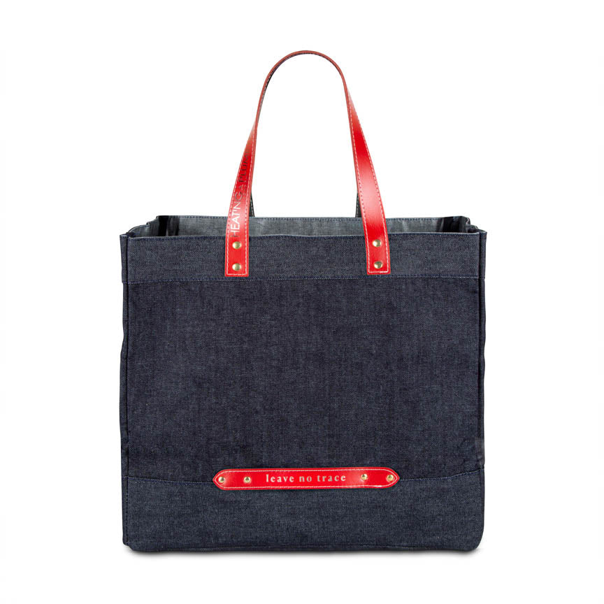 denim holdall with leather details