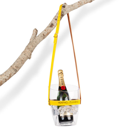"Keep Your Cool" Champagne Bucket - Yellow Leather Strap 864