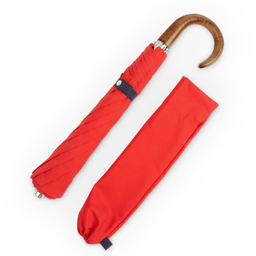 traditional British folding umbrella in red 
