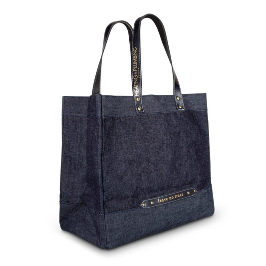 denim city bag with leather handles  864